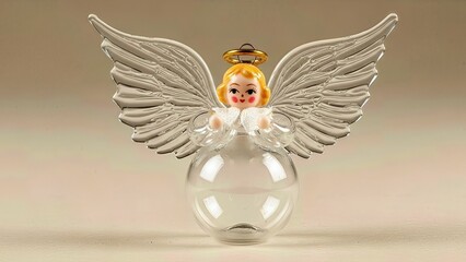  Charming Vintage Spun Glass Angel Ornament Hand Crafted Delicate Isolated Traditional Christmas Collectible