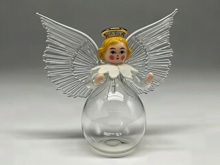  Charming Vintage Spun Glass Angel Ornament Hand Crafted Delicate Isolated Traditional Christmas Collectible