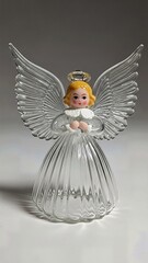  Charming Vintage Spun Glass Angel Ornament Hand Crafted Delicate Isolated Traditional Christmas Collectible
