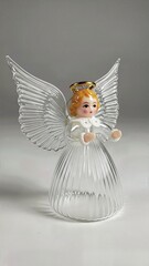  Charming Vintage Spun Glass Angel Ornament Hand Crafted Delicate Isolated Traditional Christmas Collectible