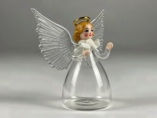  Charming Vintage Spun Glass Angel Ornament Hand Crafted Delicate Isolated Traditional Christmas Collectible