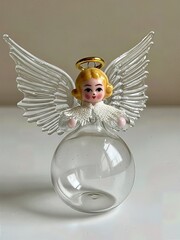  Charming Vintage Spun Glass Angel Ornament Hand Crafted Delicate Isolated Traditional Christmas Collectible