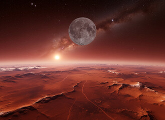 moon rise over Mars