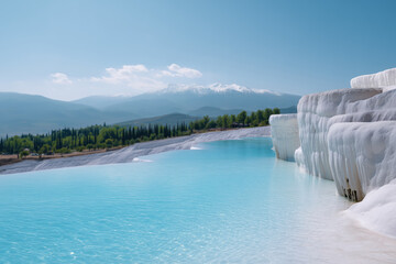 White travertine pools and terraces