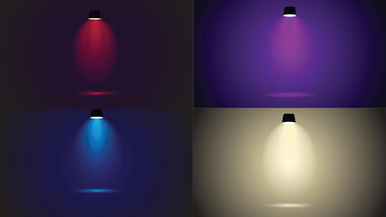 Empty stage with spotlights and illuminated interior design background