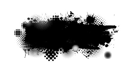 Black blot isolated on white background. Hand drawn. Not AI, vector illustration.