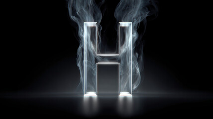Letter H Formed by Glowing Smoke Pillars on Dark Gradient Background