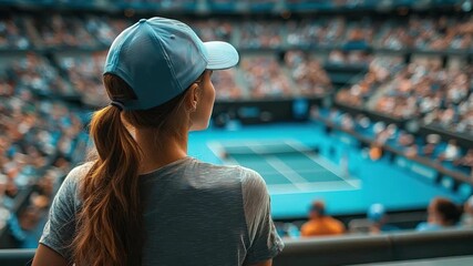tennis fan girl watching a tennis match video