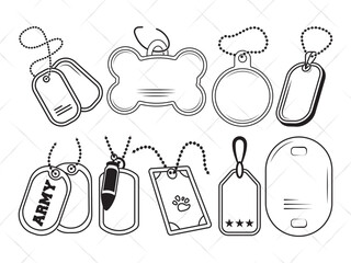 Dog Tags Army SVG, Military Dog Tag Silhouette, Soldier Tag Vector, Patriotic Clipart, US Army Dog Tag Outline for Cricut and Cutting Machines