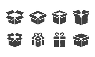 Flat vector box icons for shipping and storage illustration, easily editable. 