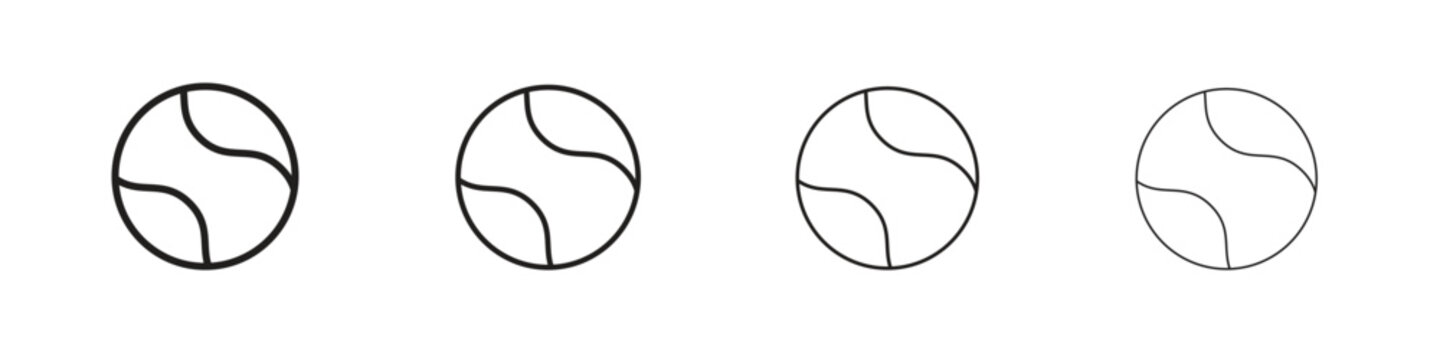 Tennis icon set. A collection of simple black thin strokes icons