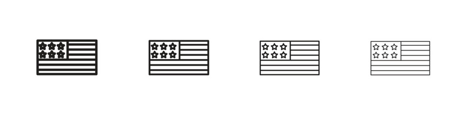 USA flag icon set. A collection of simple black thin strokes icons © Dawid
