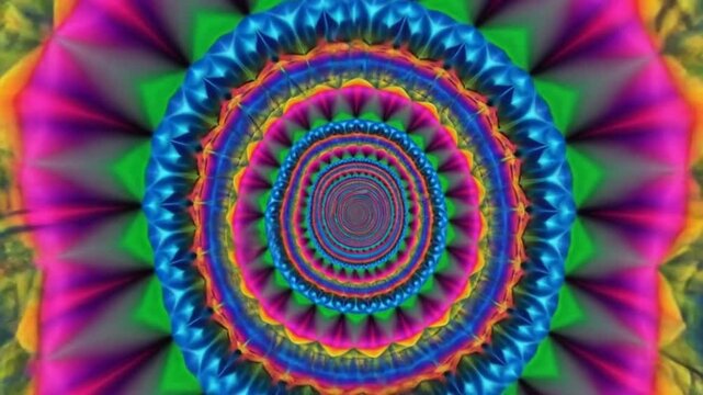 Colorful and hypnotic mandala video with vibrant psychedelic patterns for creative projects
