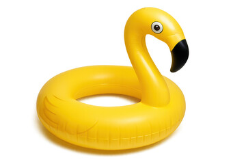 Fototapeta premium Yellow inflatable swan pool float for summer fun and water activities, isolated with transparent background