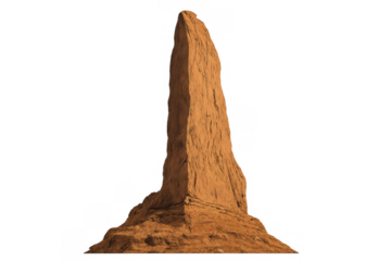Standing isolated desert rock spire showing the effects of natural erosion, ready for overlay on any background