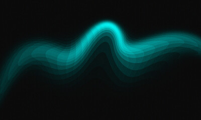 Abstract Teal Wave Pattern on Black Background Digital Art Texture Design