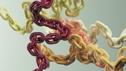 Colorful Interwoven Chains: Abstract, Vibrant Design With Dynamic Modern Art and Connection