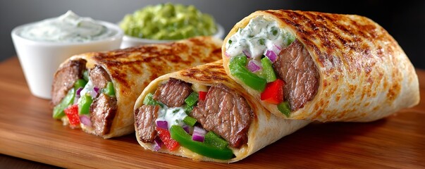 Fajitas al estilo de Los &Aacute;ngeles con carne, pimientos verdes y rojos