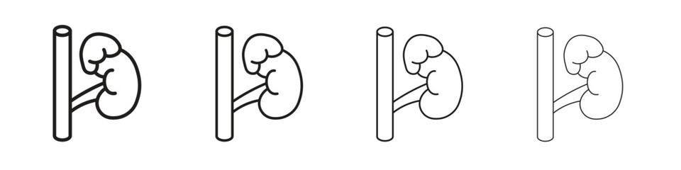 Adrenal gland icons, Set of linear icons. Black linear palm icons