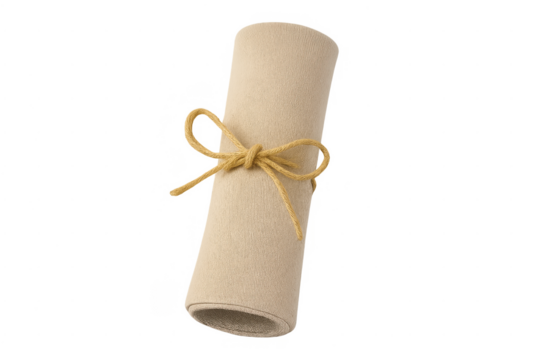 Rolled parchment scroll tied with rustic string bow