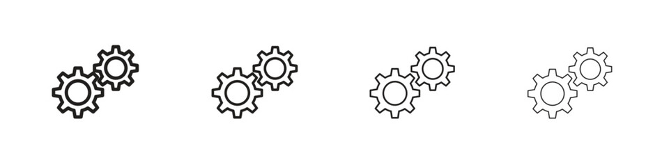 Fototapeta premium COGS icons, Set of linear icons. Black linear palm icons