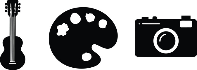 Vector illustration of a DJ concept symbol featuring silhouettes of headphones, a DJ, and a mixer design for web and business