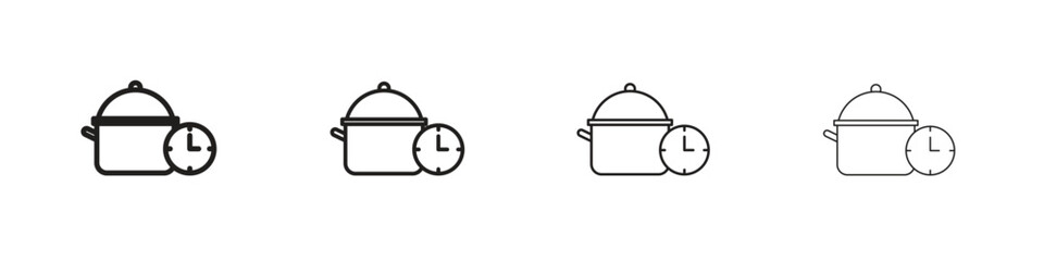 Obraz premium Cooking time icons, Set of linear icons. Black linear palm icons
