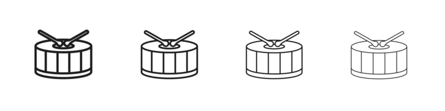 Drum icons, Set of linear icons. Black linear palm icons