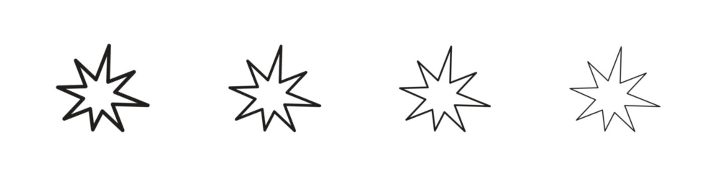 Explosion icons, Set of linear icons. Black linear palm icons