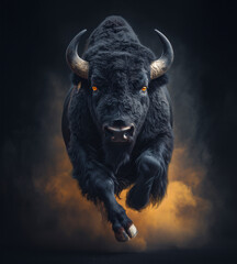Powerful American Bison Symbolizing Strength and Energy created with Generative AI Technology, ai, generative