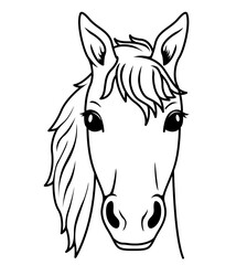 Horse Head Vector Illustration Line Art