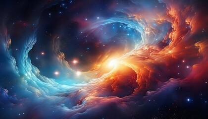 breathtaking cosmic nebula with vivid color and ethereal glow in space
