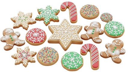 Festive assortment of Christmas cookies on a black background adding holiday cheer