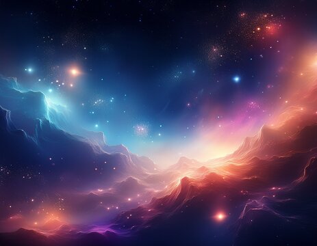 softly glowing nebula background with twinkling bokeh stars and a hint of cosmos spacedust galactic landscape bokeh effect - Powered by Adobe
