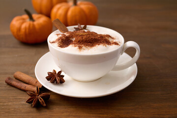 Spiced Pumpkin Latte. Warm latte with cinnamon, pumpkin spices
