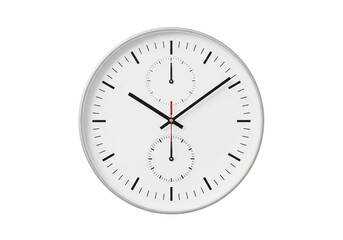 Modern minimalist wall clock design for time management and stylish productivity, isolated on a transparent PNG background.