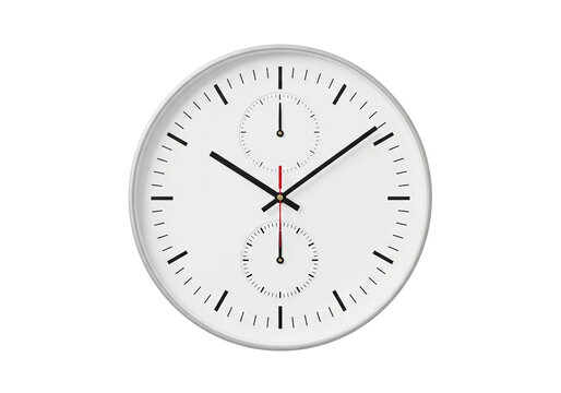 Modern minimalist wall clock design for time management and stylish productivity, isolated on a transparent PNG background.