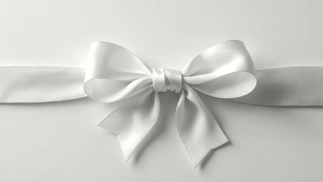 White gift ribbon bow creating an elegant wrapping decoration. Modern trendy tone hue shade color of the year 2026