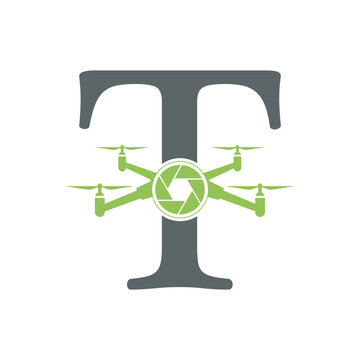 Initial Drone Logo combine with letter T vector template