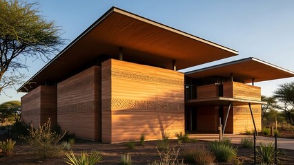 Discover sustainable desert architecture ideas with this modern building featuring earthy tones and traditional patterns for eco-conscious design inspiration