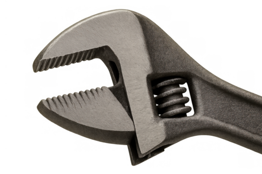 Adjustable jaw wrench, steel tool for plumbing, mechanic work, and diy home repair, featuring a transparent background - Powered by Adobe