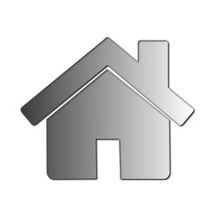 3D Minimalist Home Icon – Gray Metallic Geometric Architecture