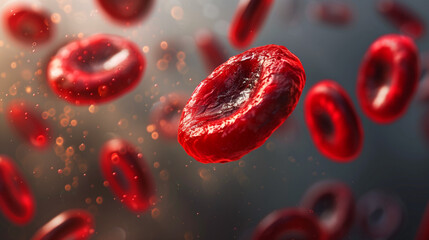 3D Illustration of Hemoglobin Cells Showing Blood Circulation and Anemia Concept