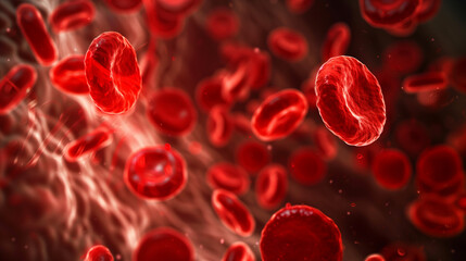 3D Illustration of Hemoglobin Cells Showing Blood Circulation and Anemia Concept