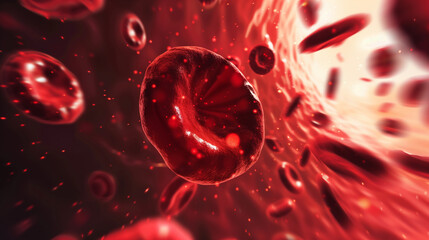 3D Illustration of Hemoglobin Cells Showing Blood Circulation and Anemia Concept