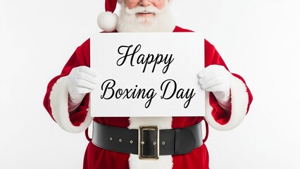 Santa Claus Holding Happy Boxing Day Sign Holiday Celebration Post