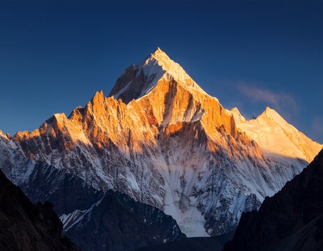 majestic mountain peak bathed in sunrise glow rakaposhi is a mountain within the karakoram range in gilgit baltistan in pakistan