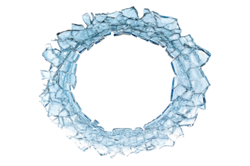 Cracked ice circle with sharp edges isolated on white background