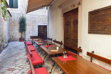 narrow street in Kotor, Montenegro