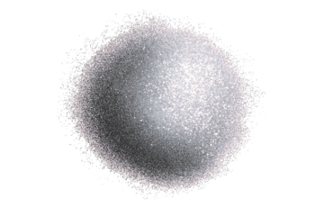 Silver dust shimmer cloud in circular shape isolated on white background